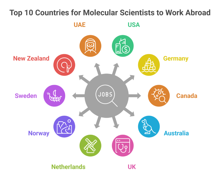 Top 10 countries for molecular scientists to work abroad